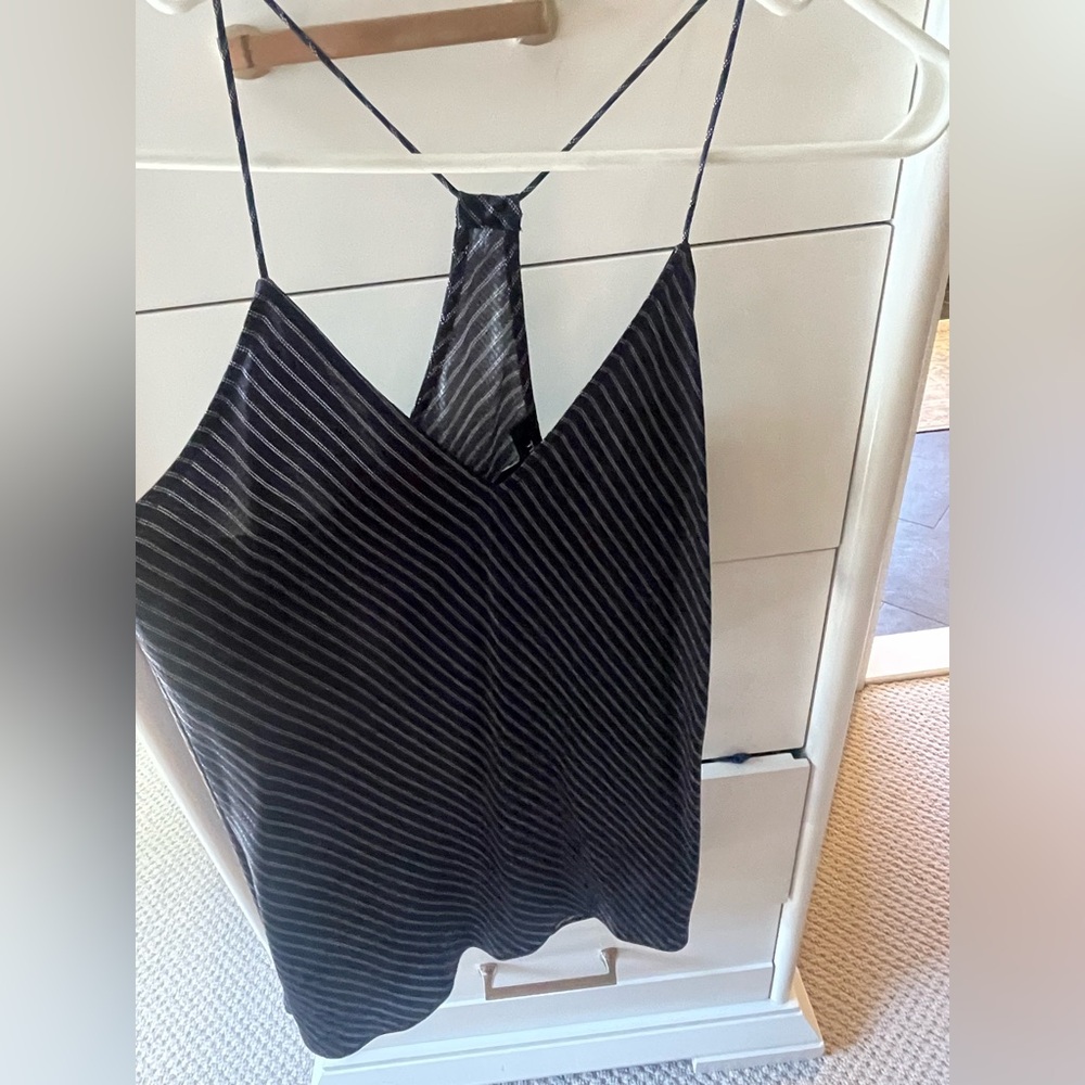Theory Navy and White Striped Camisole